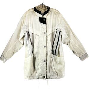 Braetan BT2 Jacket Women's Sz L XL Ivory Rain Windbreaker Lined Lighweight Vtg